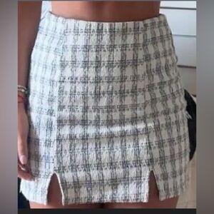 Blue Rain x Francescas Black and white plaid skirt
